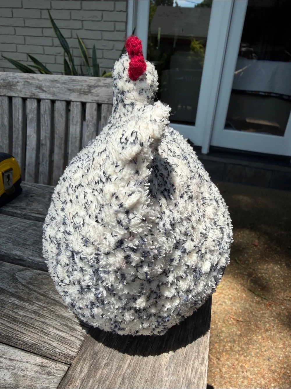 Handcrafted Gray & Red Chicken Accent Pillow - Soft Plush Farmhouse Decor